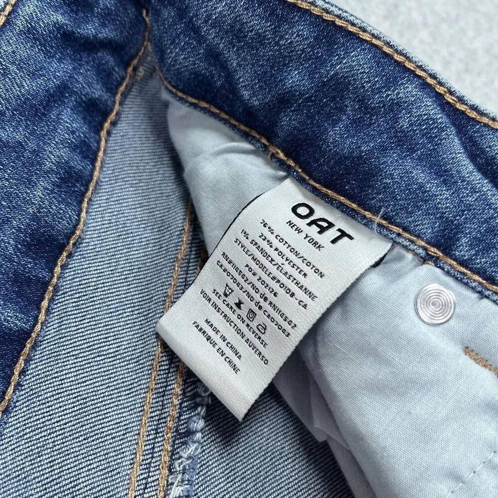 Oat New York Jeans Womens 4 / 27 x 27 Blue Slim Straight Mid Rise Ankle Denim